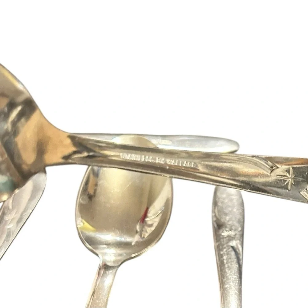 Six ATOMIC STAR Vintage Wallace Serving Soup Spoons 1950’s